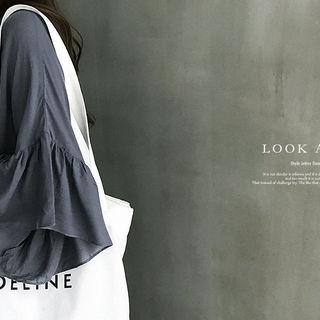 Frilled Wide-sleeve Sheer Top
