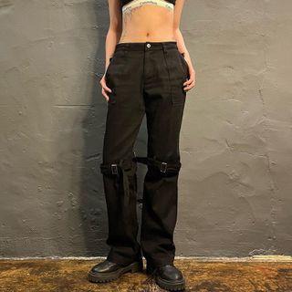 Plain Paneled Straight Leg Pants