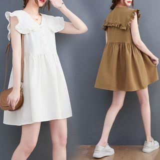 Sleeveless Sailor Collar Mini Smock Dress