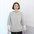 Lace-detail Faux-pearl Pullover