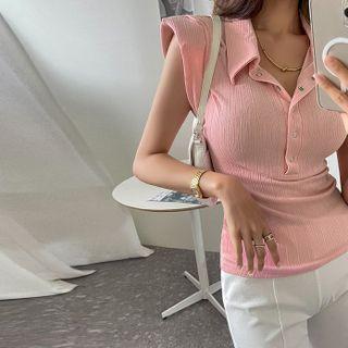 Cap-sleeve Fitted Polo Shirt