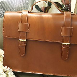 Double-buckle Faux-leather Satchel