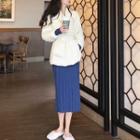 Padded Buttoned Jacket / Knit Dress