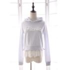 Lace Hem Lettering Hoodie