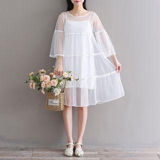 Mesh A-line Dress With Slipdress