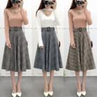 Plaid Woolen Maxi Skirt