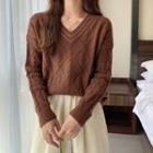 Oversized V-neck Long-sleeve Sweater
