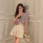 Knit Striped Short-sleeve Top