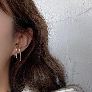 Layered Hoop Earring 1 Pair - Gold & Silver - One Size