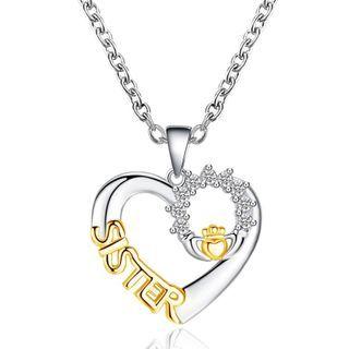 Alloy Rhinestone Heart Pendant Necklace