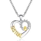 Alloy Rhinestone Heart Pendant Necklace