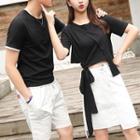 Couple Matching Short-sleeve T-shirt / Set: Asymmetric Short-sleeve T-shirt + A-line Skirt