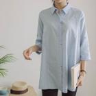 Buttoned Pleated-back Stitched Shirt