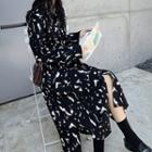 Printed Shirt / Printed Midi A-line Shirt Dress