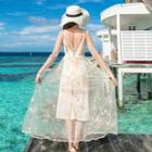 Long-sleeve Sequined Maxi Mesh Sundress