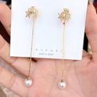 Star & Faux Pearl Dangle Earring 1 Pair - As Shown In Figure - One Size