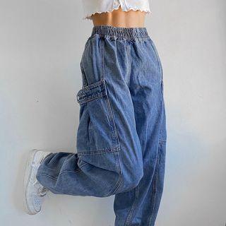 High Waist Wide Leg Cargo Jeans