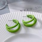Layered Open Hoop Earring 1 Pair - Green - One Size