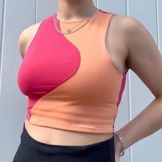 Color-block Crop Tank Top