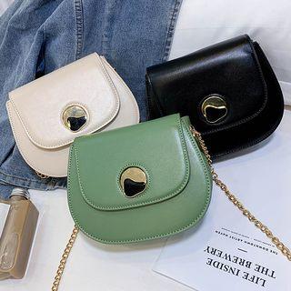 Faux Leather Rotate Lock Crossbody Bag
