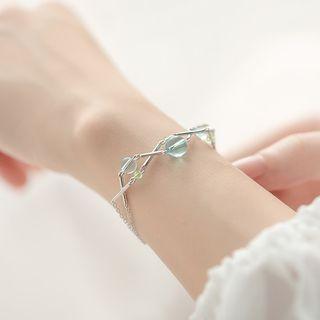 925 Sterling Silver Faux Crystal Bracelet As Shown In Figure - One Size