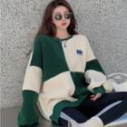 Two-tone Fleece Sweatshirt Green & White - One Size
