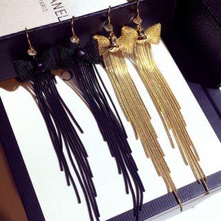 Bow Tassel Drop Hook Earring