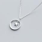 925 Sterling Silver Star & Hoop Pendant Necklace Silver - One Size