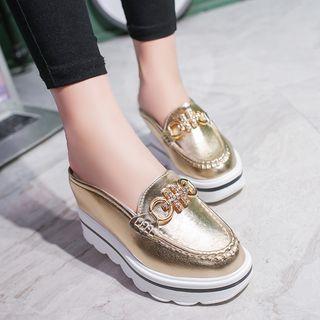 Slide Platform Wedge Loafers