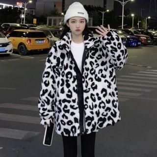 Cow Print Zipped Jacket Black - One Size