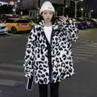 Cow Print Zipped Jacket Black - One Size