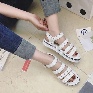 Beaded Tweed Flat Sandals