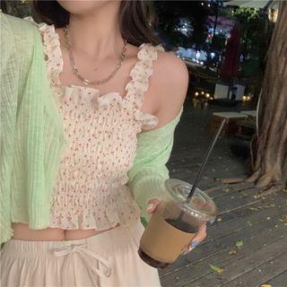 Sleeveless Floral Top / Cardigan