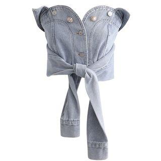 Denim Tie-front Tube Top