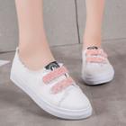Faux Leather Sequined Adhesive Strap Sneakers