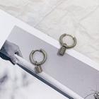 Metal Dangle Earring 1 Pair - Thick Pin - Silver - 2.1cm