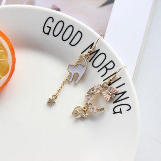 Non-matching Alloy Cat Dangle Earring 1 Pair - As Shown In Figure - One Size