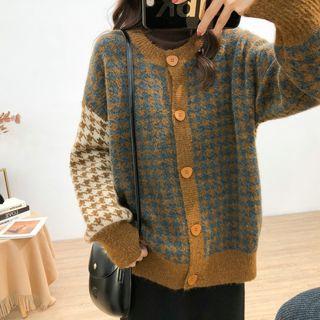 Houndstooth Color Block Cardigan