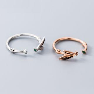 925 Sterling Silver Bamboo Leaf Open Ring