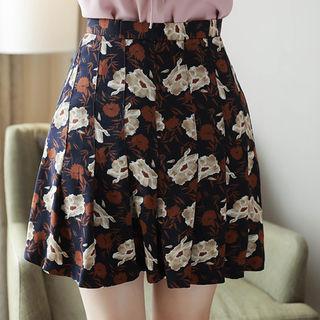 Pleated Floral Print Mini Skirt