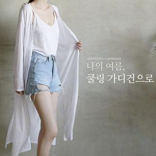 Open-front Sheer Maxi Cardigan