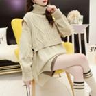 Set: Turtleneck Long Sweater + Sweater Vest
