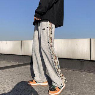 Bear Print Panel Loose Fit Pants