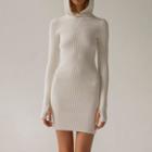 Hood Long-sleeve Mini Sheath Dress