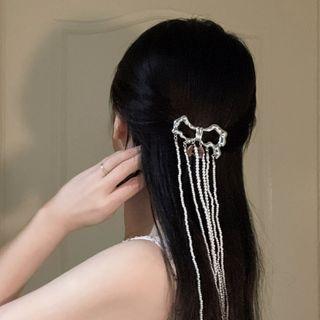 Faux Pearl Hair Clip / Brooch Silver - One Size