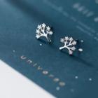 Branches Rhinestone Sterling Silver Stud Earring 1 Pair - Silver - One Size