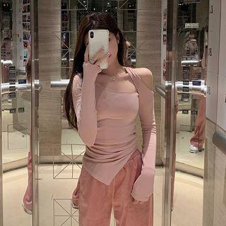 Long Sleeve Plain Irregular Top