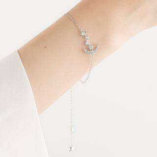 925 Sterling Silver Rhinestone Bracelet S925 Silver - Silver - One Size