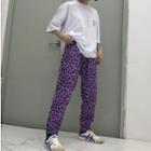 Leopard Print Jogger Pants Purple - One Size