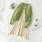 Slim-fit Cardigan / Plain A-line Knit Dress